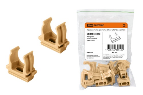 Крепеж-клипса для трубы 20 мм (10шт) "ЭКО" (сосна) TDM Крепеж-клипса для трубы 20 мм (10шт) "ЭКО" (сосна) TDM
