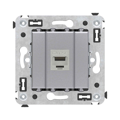 Компьютерная розетка RJ-45 без шторки в стену, кат.5e одинарная экранированная, "Avanti", "Закаленная сталь"