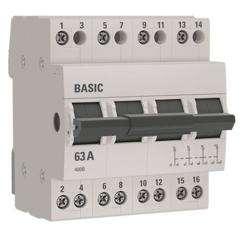 Трехпозиционный переключатель 4P 63А Basic