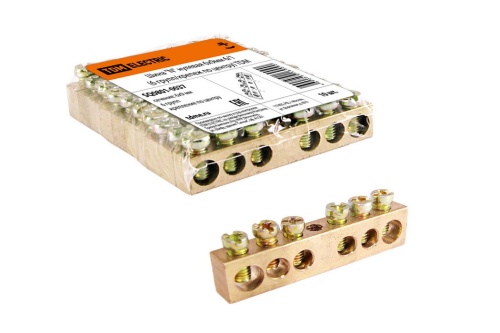 Шина "N" нулевая 6х9мм 6/1 (6 групп/крепеж по центру) TDM Шина "N" нулевая 6х9мм 6/1 (6 групп/крепеж по центру) TDM