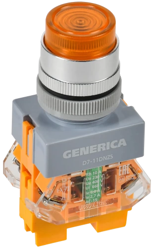 Кнопка D7-11DNZS d=22мм 1з+1р с подсв. и фикс. жел. GENERICA