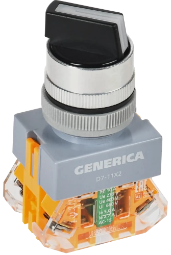 Переключатель D7-11X2 2 полож. 1з+1р черный GENERICA