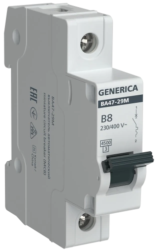 Авт. выкл. ВА47-29М 1P 8А 4,5кА B GENERICA
