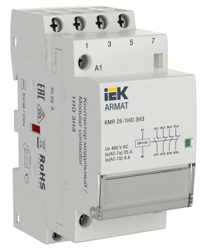 ARMAT Контактор модульный KMR 25А 230В AC 1НО 3НЗ IEK