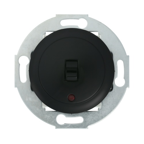 Переключатель 1-рычажковый, на 2 направления, с индикатором (схема 6L) 10 A, 250 B (черный) Vintage