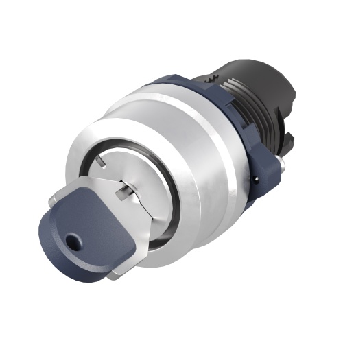 Головка переключателя с ключом на 2 положения с возвратом стандартная  ручка, черный, алюминий