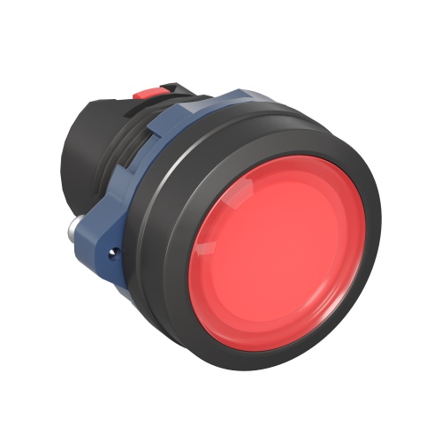 Кнопка плоская прозрачная с  фиксацией, красная