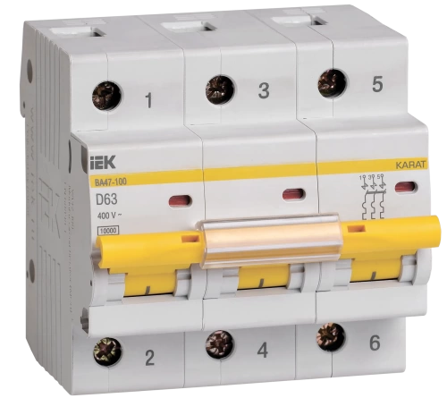 Авт. выкл.ВА47-100 3Р 63А 10кА х-ка D ИЭК