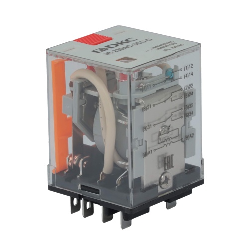 Реле миниатюрное силовое, 3CO, ком. ток 16А, AgSnO2, напряжение 12V AC, опция: тест-кнопка+светодиод