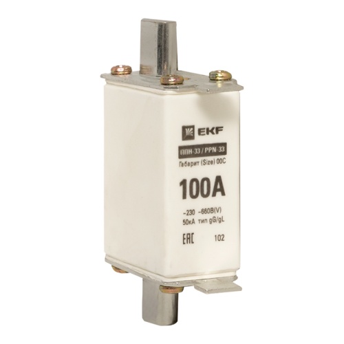 Плавкая вставка ППН-33 100/100А габарит 00С EKF Плавкая вставка ППН-33 100/100А габарит 00С EKF