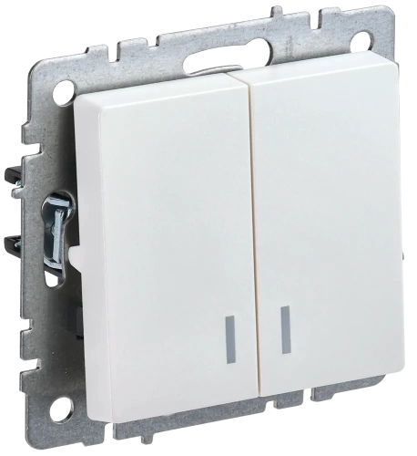 BRITE Выключ. 2-кл. с инд. 10А ВС10-2-1-БрЖ жемч. IEK