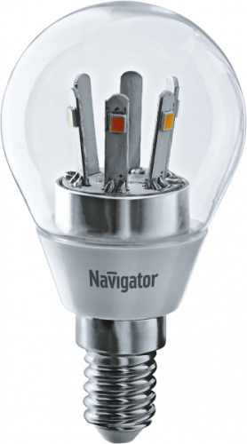 Лампа светодиодная LED Navigator 71 294 NLL-G45-5-230-2.7K-E14-CL  шар прозрачный