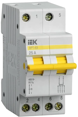 Выключатель-разъединитель трехпозиционный ВРТ-63 2P 25А IEK Выключатель-разъединитель трехпозиционный ВРТ-63 2P 25А IEK