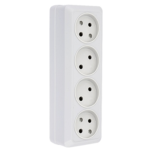 Рим Розетка 4-местная 10А без заземления белая EKF Рим Розетка 4-местная 10А без заземления белая EKF