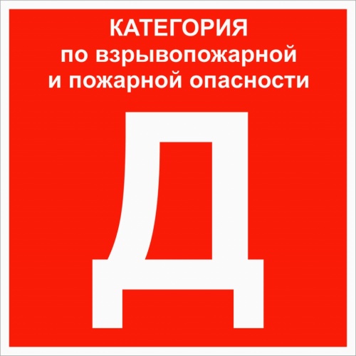 Знак пластик "Категории помещения по взрывопожарной и пожарной опасности Д" (200x200) EKF PROxima