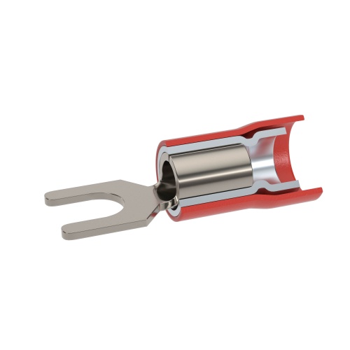 Наконечник вилочный с изолир.фланцем ПВХ, двойная гильза, 0,25-1,5 кв.мм М3,5 (д.3,7 мм) (НВИ)