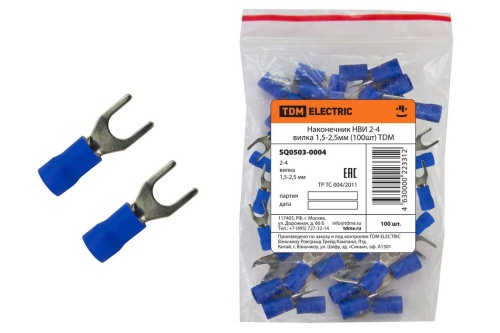Наконечник НВИ 2-4 вилка 1,5-2,5мм (100шт) TDM Наконечник НВИ 2-4 вилка 1,5-2,5мм (100шт) TDM