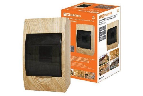 Бокс ЩРН-П-4модуля навесной пластик IP41 "Эко" (сосна) TDM