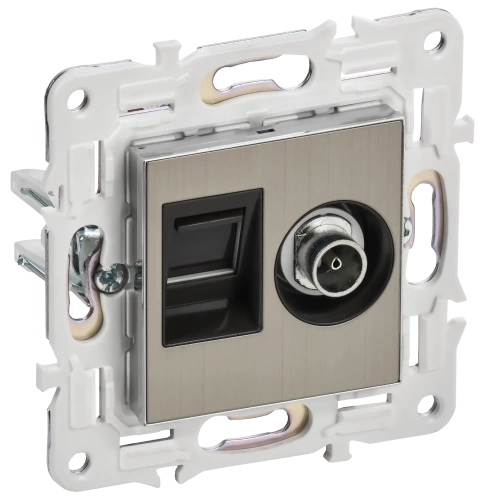 SKANDY Роз. двойная TV+RJ45 кат.5E SK-A14N никель IEK