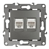 12-3108-12 Эл/ус ЭРА Розетка информационная двойная 2XRJ45, IP20, Эра12, графит