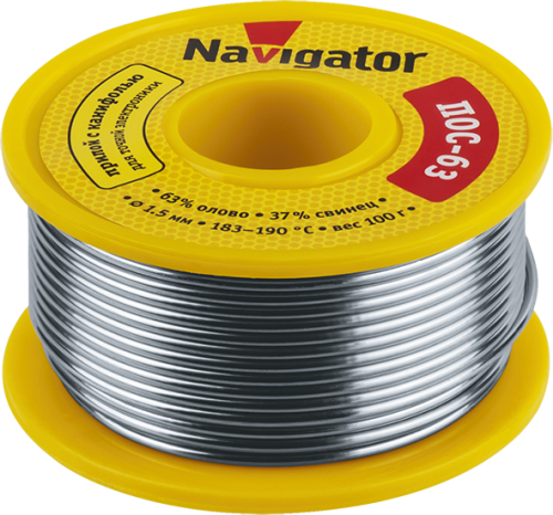 Припой Navigator 93 777 NEM-Pos05-63K-1-K100 (ПОС-63, катушка, 1 мм, 100 гр) Припой Navigator 93 777 NEM-Pos05-63K-1-K100 (ПОС-63, катушка, 1 мм, 100 гр)