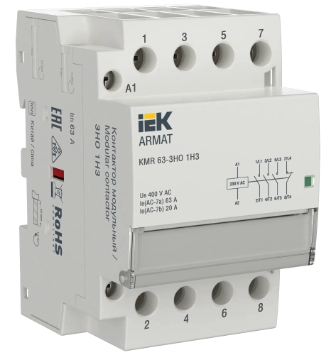 ARMAT Контактор модульный KMR 63А 230В AC 3НО 1НЗ IEK ARMAT Контактор модульный KMR 63А 230В AC 3НО 1НЗ IEK