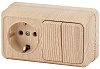 2-702-11 Эл/ус Intro Блок розетка+выкл. двойной гориз. 10(16)А-250В, IP20, ОУ, Quadro, сосна