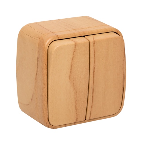 Выключатель 2-клавишный ОП Минск 10А светлое дерево EKF Выключатель 2-клавишный ОП Минск 10А светлое дерево EKF