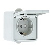 Прага Розетка 1-местная 16А с заземлением с крышкой IP44 белая с защ. штор. EKF