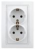 1-205-01 Эл/ус Intro Розетка 2X2P+E Schuko, 16А-250В, IP20, СУ, Plano, белый