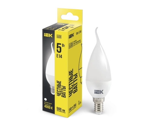 Лампа светодиодная ECO CB35 свеча на ветру 5Вт 230В 4000К E14 ИЭК