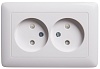 ХИТ С/У РОЗЕТКА двойная без заземления со шторками, 16А, БЕЛЫЙ. Россия