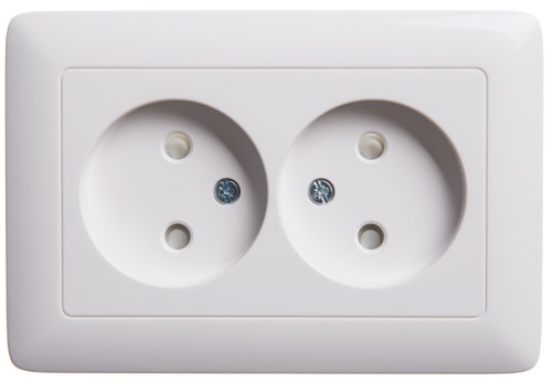 ХИТ С/У РОЗЕТКА двойная без заземления со шторками, 16А, БЕЛЫЙ. Россия