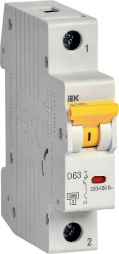 Выкл. авт. ВА47-60МА без тепл. расцеп. 1P 63А 6кА D IEK Выкл. авт. ВА47-60МА без тепл. расцеп. 1P 63А 6кА D IEK