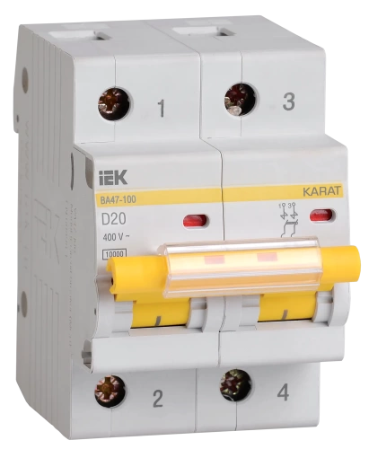 Авт. выкл. ВА47-100 2Р 20А 10кА х-ка D IEK
