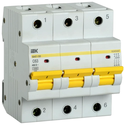 Авт. выкл. ВА 47-150 3Р 63А 15кА х-ка C IEK