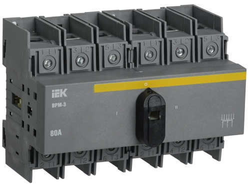Выключатель-разъединитель модульный ВРМ-3 3P 80А IEK