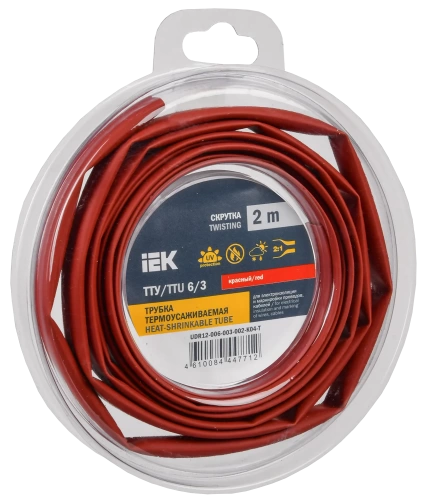 Трубка термоусадочная ТТУ нг-LS 6/3 красная (2м/упак) IEK Трубка термоусадочная ТТУ нг-LS 6/3 красная (2м/упак) IEK