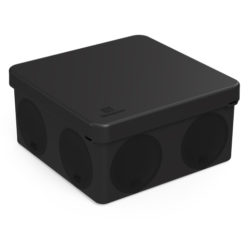 Коробка распределительная 60-0300-9005м для прямого монтажа двухкомпонентная безгалогенная (HF) черная 100х100х50 (8шт/уп) Промрукав