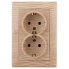 Розетка Intro Solo 4-205-11 с заземлением двойная 2X2P+E Schuko, 16А-250В, IP20, СУ, сосна