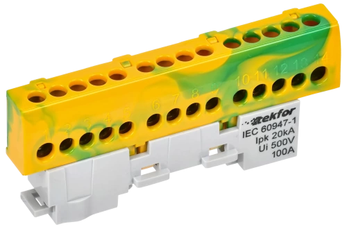 TEKFOR Шина PE "земля" изол. на унив. держ. 6х9-14-ЖЗ IEK