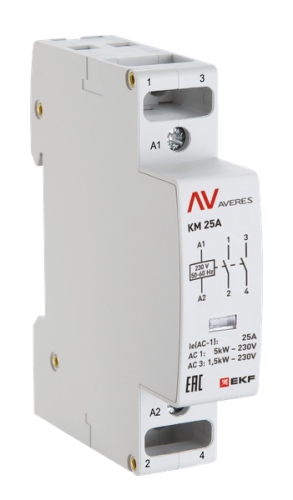 Контактор модульный КМ 25А 2NC 24VAC (1 мод.) AVERES EKF