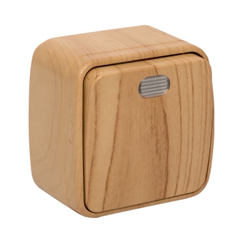 Выключатель 1-клавишный ОП Минск 10А с индикатором светлое дерево EKF Выключатель 1-клавишный ОП Минск 10А с индикатором светлое дерево EKF