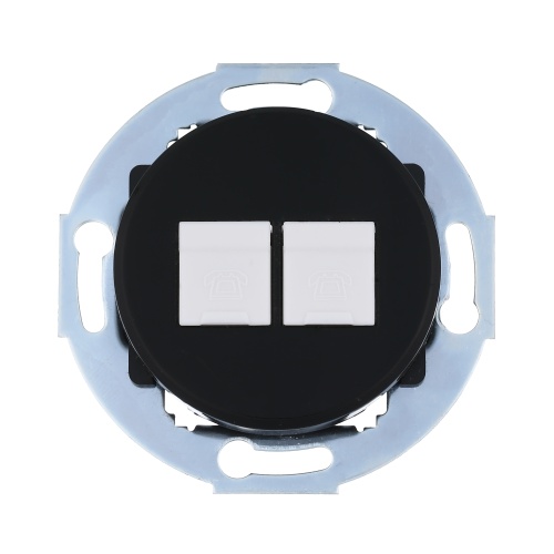 Розетка телефонная 2хRJ-12 с накладкой (черный) Vintage Розетка телефонная 2хRJ-12 с накладкой (черный) Vintage