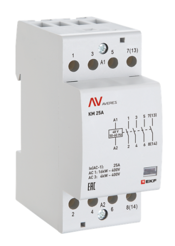 Контактор модульный КМ 25А 4NC 24VAC (2 мод.) AVERES EKF