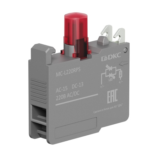 Контактный блок с клеммными зажимами под винт со светодиодом на  220В, красный