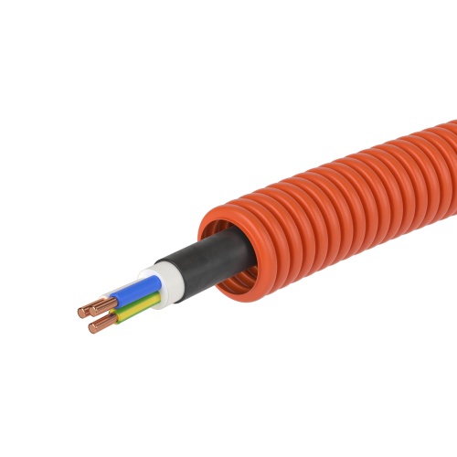 Электротруба ПНД гибкая гофр. д.20мм, цвет оранжевый, с кабелем ВВГнг(А)-LS 3х2,5мм² РЭК "ГОСТ+",100м