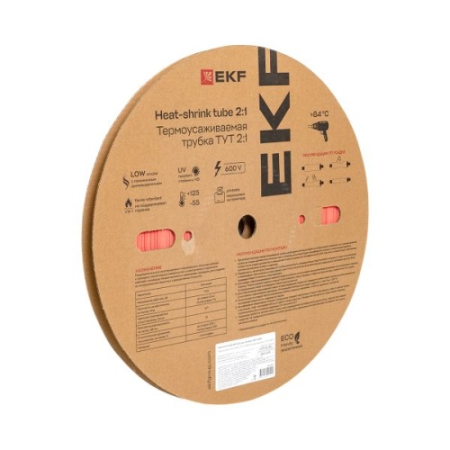 Термоусаживаемая трубка ТУТ нг 10/5 красная рулон EKF PROxima