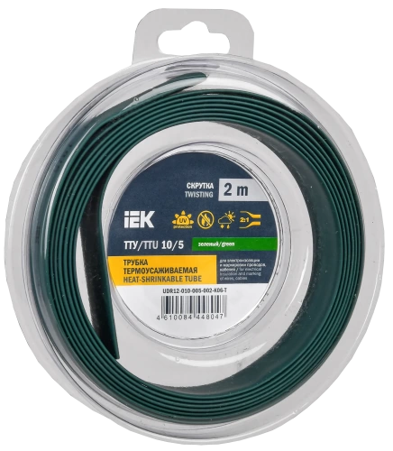 Трубка термоусадочная ТТУ нг-LS 10/5 зеленая (2м/упак) IEK Трубка термоусадочная ТТУ нг-LS 10/5 зеленая (2м/упак) IEK