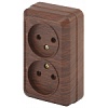 2-203-10 Эл/ус Intro Розетка 2х2P, 16А-250В, IP20, ОУ, Quadro, венге
